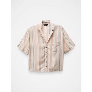 Prana Iguala Clay Striped Button Up Shirt Lightweight 100% Modal Women's Size S